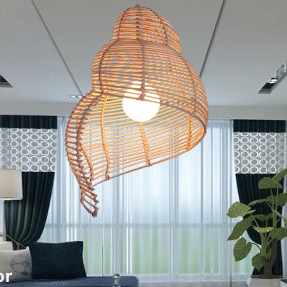 Подвесная лампа из ротанга в пасторальном стиле для Юго Восточной Азии Плетеный