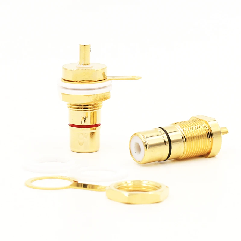 Позолоченный гнездовой разъем RCA крепление на шасси|connectors gold|connector femalechassis connector |