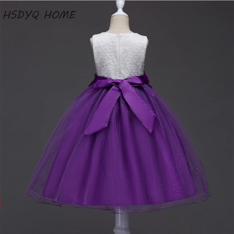 Платье детское ТРАПЕЦИЕВИДНОЕ с 3D цветами и фиолетовыми аппликациями | Свадьбы
