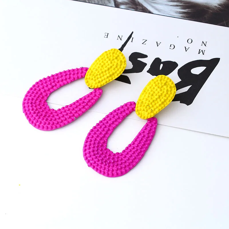 Ltumbe Punk Maxi Contrast Color Water Drop Earring for Women Simple Style Enamel Alloy Dangle Femme Night Club Jewelry | Украшения и