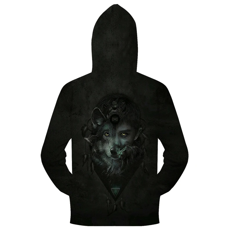 Ying and Yang Wolf толстовки на молнии для мужчин 3D пуловер уличная толстовка на молнии Harajuku спортивный костюм хип хоп Прямая поставка ZOOTOPBEAR