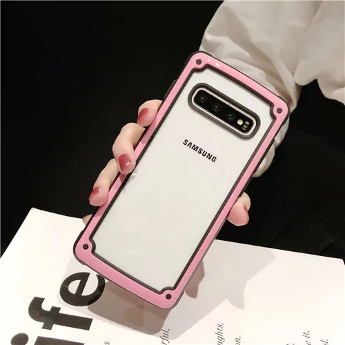 Розовый Противоударный чехол-броня Прозрачный чехол для samsung Galaxy Note 10 Pro S10 5G S10 плюс A30 A50 A70 Note 9 8 S9 S8 силиконовый прозрачный Футляр - Цвет: Розовый