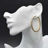 925 sterling silver fashion high quality rainbow zircon black and gold circles earrings for women style popular gift