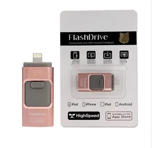 Новый OTG USB Flash Drive 64 ГБ pendrive 128/256/512 Металлическая Ручка Привода для iphone/ipod/ipad/PC