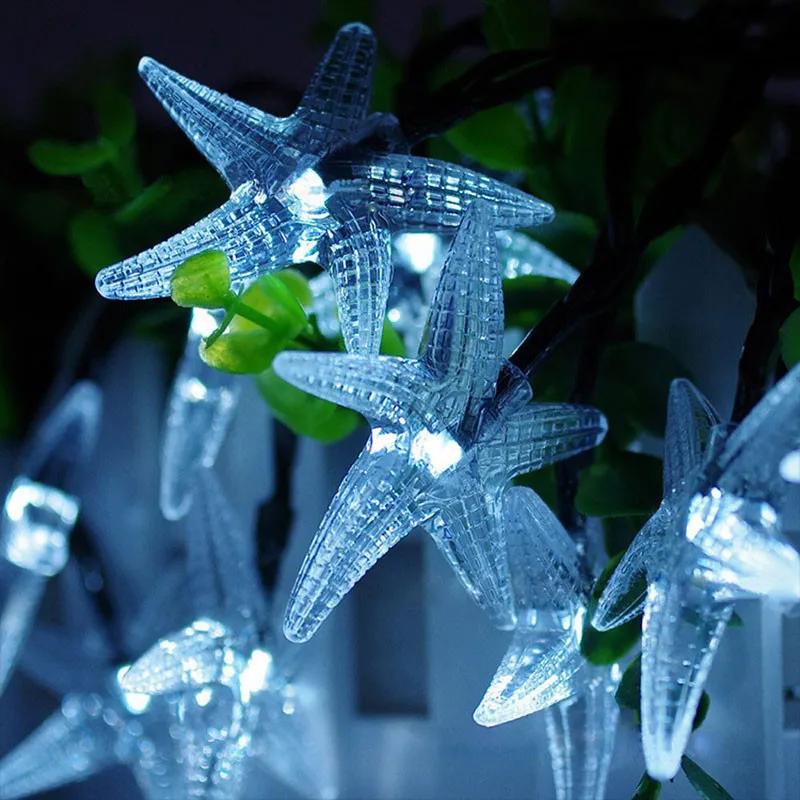 Dcoo Морская звезда Солнечная гирлянда 20ft 30 Led Фея Хэллоуин Рождество огни декоративное освещение для внутреннего/наружного сада