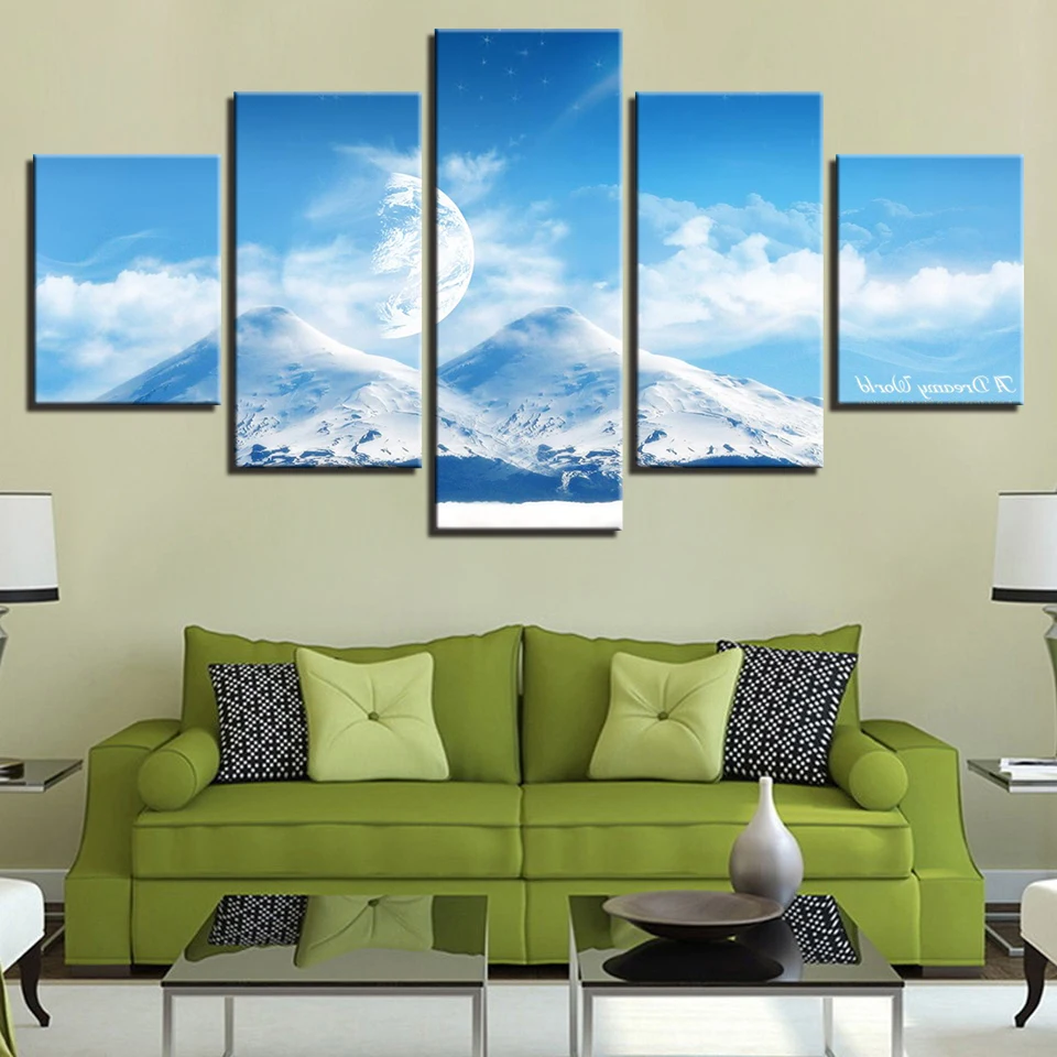 Пейзаж небо облако звезда горная река воздушный шар 5 шт. настенные картинки для