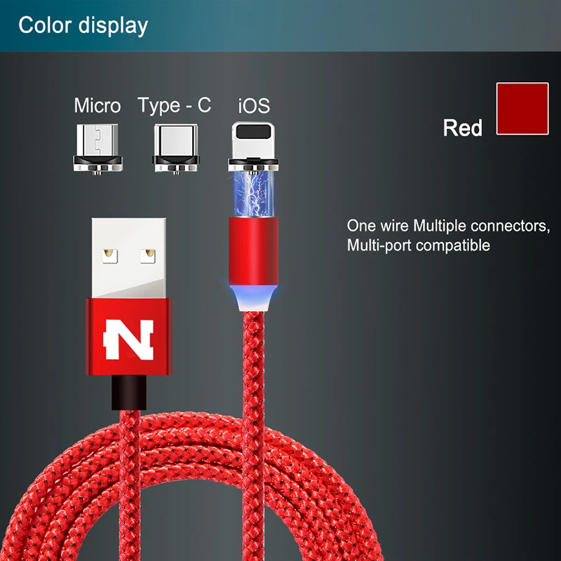 Магнитный кабель быстрой зарядки Micro Тип usb C кабели для iPhone samsung светодиодный LED