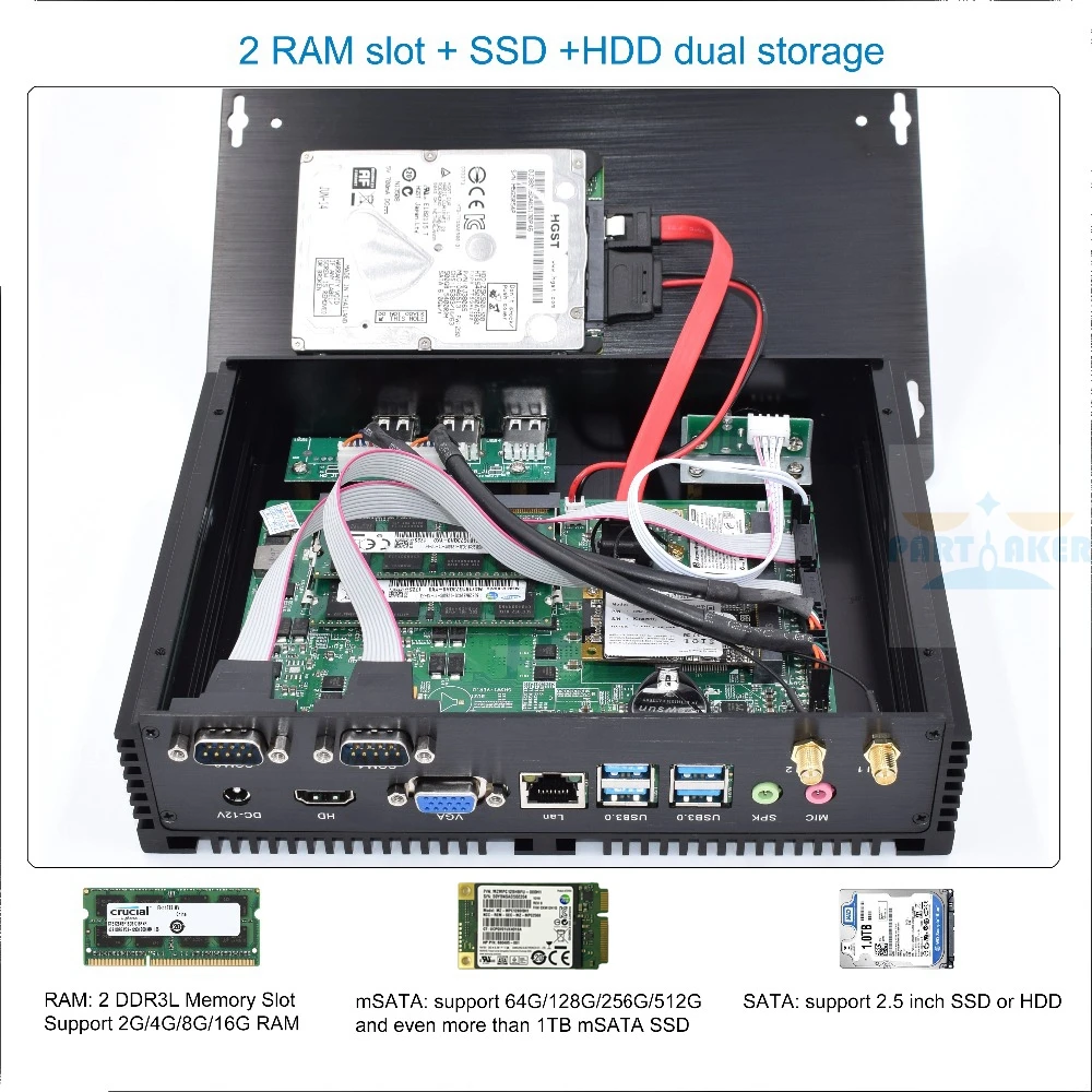 Core i5 7200U Мини ПК К 4 к Ultra HD 3D Blu Ray Мини ПК оконные рамы 10 16 ГБ оперативная память USB 3,0 Minipc Linux Безвентиляторный Core i5 мини-неттоп ПК