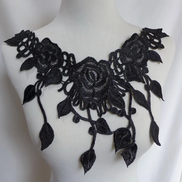 Лидер продаж воротник с белыми и черными розовыми листьями цветочный Кружевная