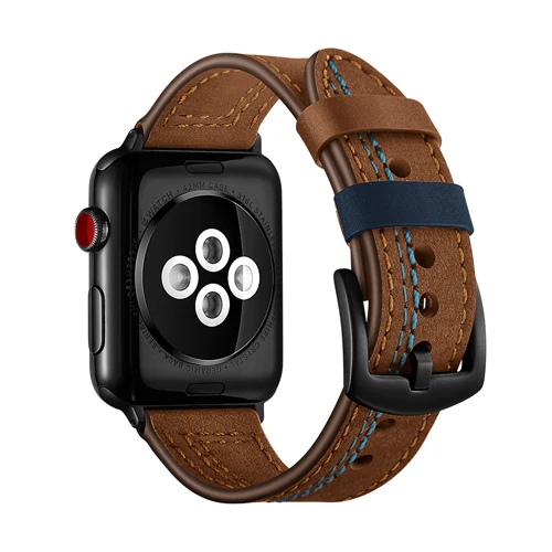 brown Часы с ремешком из натуральной кожи, ремешок для apple watch, ремешок 42 мм, 38 мм, версия 5/4/3/2/1 браслет в едином положении во время занятий легкой атлетикой для наручных часов iwatch, ремешок 4 5 44 мм 40 мм, correa - Цвет ремешка: brown