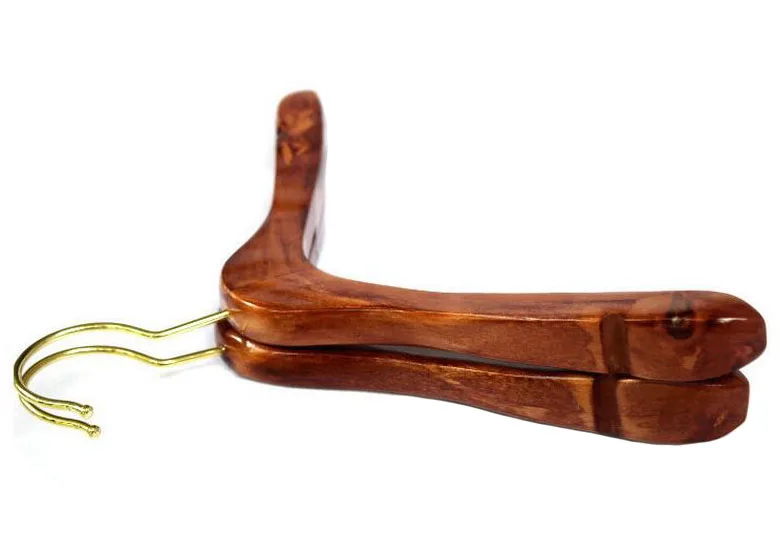 Винтажная Толстая деревянная вешалка для пальто с золотым крючком (8 шт./лот)|coat