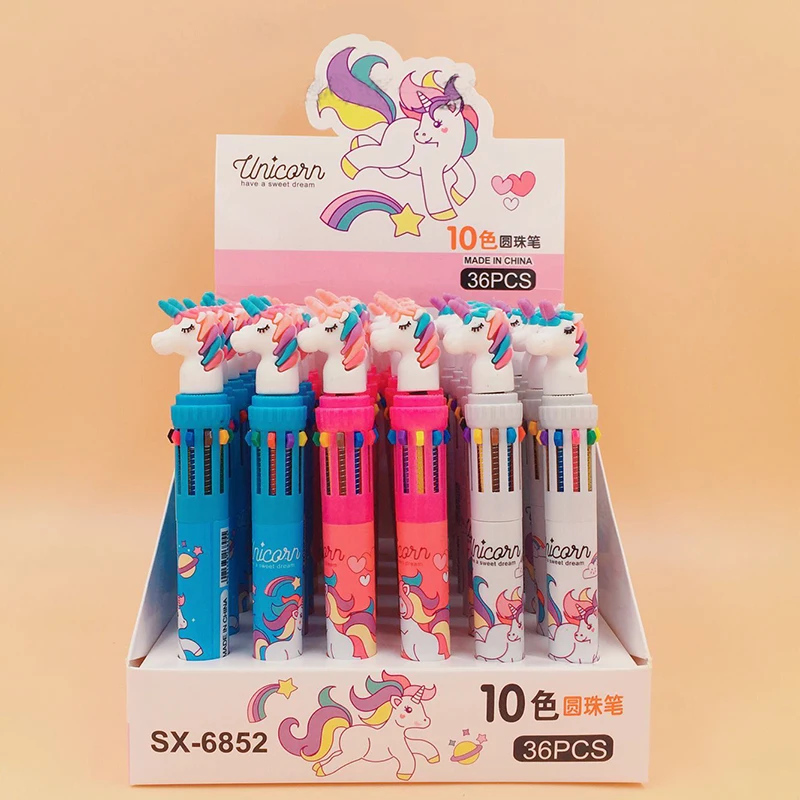 Kawaii Dream Единорог силиконовая головка шариковая ручка 10 видов цветов короткая и