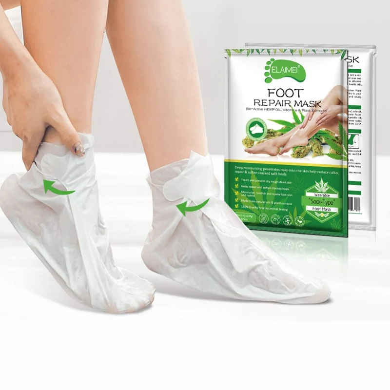 

Hemp Oil Foot Film Exfoliating Peel Cuticles Heal Deep Repair Foot Care Moisturizing Whitening Feet Mask