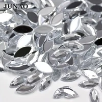 junao 4x8mm 5x10mm 7x15mm clear white crystal horse eye rhinestones non hotfix acrylic stones flat back gems for jewelry finding