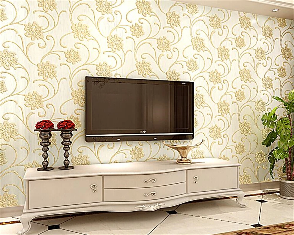 beibehang Nonwoven wallpaper pastoral papel de parede 3d bedroom warm romantic living room TV background relief behang | Обустройство