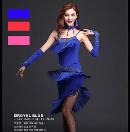 Новинка 2017 женское платье с бахромой Rumba Samba Cha танцевальная одежда бальное Танго