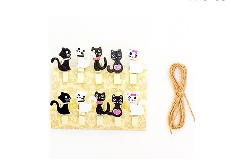 10 pieces/lot) Cute Cartoon Color Small Wooden Clip Hanging DIY Photo Small Clip Wooden Cartoon Photo Clip - Цвет: 9