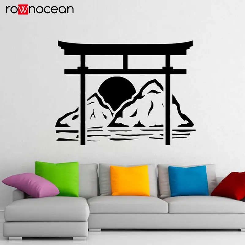 

Torii Japanese Swords Gate Wall Sticker Vinyl Decal Japanese Culture Home Decor For Living Room Interior Mountain Wallpaper YD05