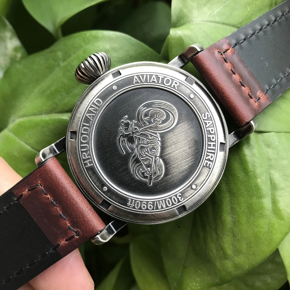 San Martin New Men's Pilot Retro Watch Stainless Steel Diving Watch 300mWater Resistant Swiss Movement Wristwatch Sapphire Glass