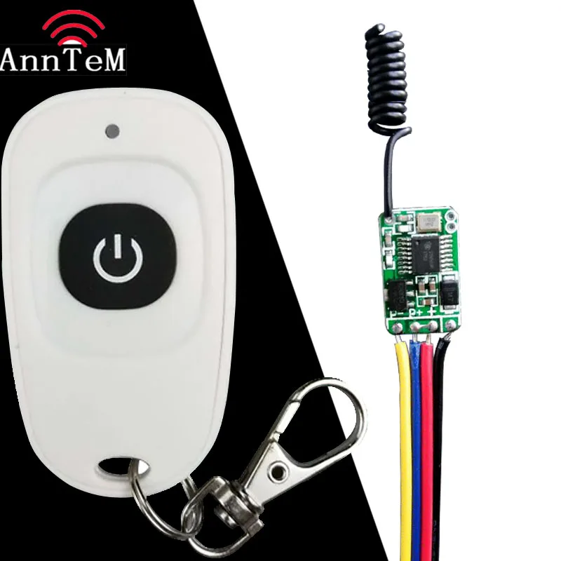 ANNTEM MICRO RF Wireless Remote Control Switch DC3.5-12V 3.7v 5v 6v 7.4v 7.6v 9v Receiver Transmitter Mini Mos No Sound Learning - Цвет: 1-1( self-latching)