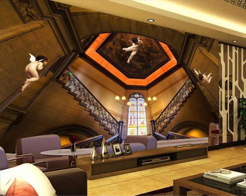 Пользовательские фото обои 3D стерео Ангел лестницы настенная гостиная диван ТВ