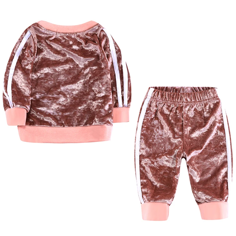 Baby Boys Girls Velvet Hooded Clothing Set Kids Jacket Coat Pants Suit for Sports Suits Tracksuits Toddler Children Clothes |