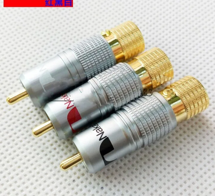 

50pcs Gold Plated NAKAMICHI RCA Plug Locking Non solder plug connector