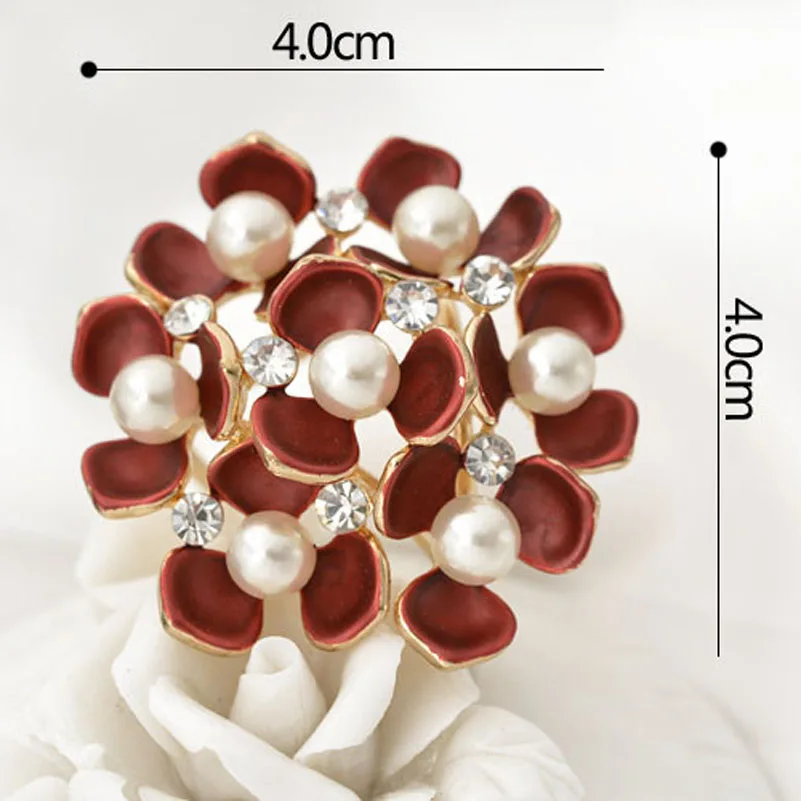 

Fashion Jewelry Women Broaches Simulated Pearl Rhinestone Enamel Flower Scarf Clips Wedding Brooch For Women