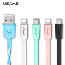 USAMS 1.2m 2A Lightning Tipo C Micro USB Colorido Cable de teléfono para iPhone 13 12 11 iPad Samsung Xiaomi Huawei Cables de carga