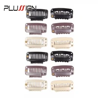 plussign wig combs hair clips for weave extensions 10 pcslot uwire shape 32mm wig clips styling tools black beige brown color