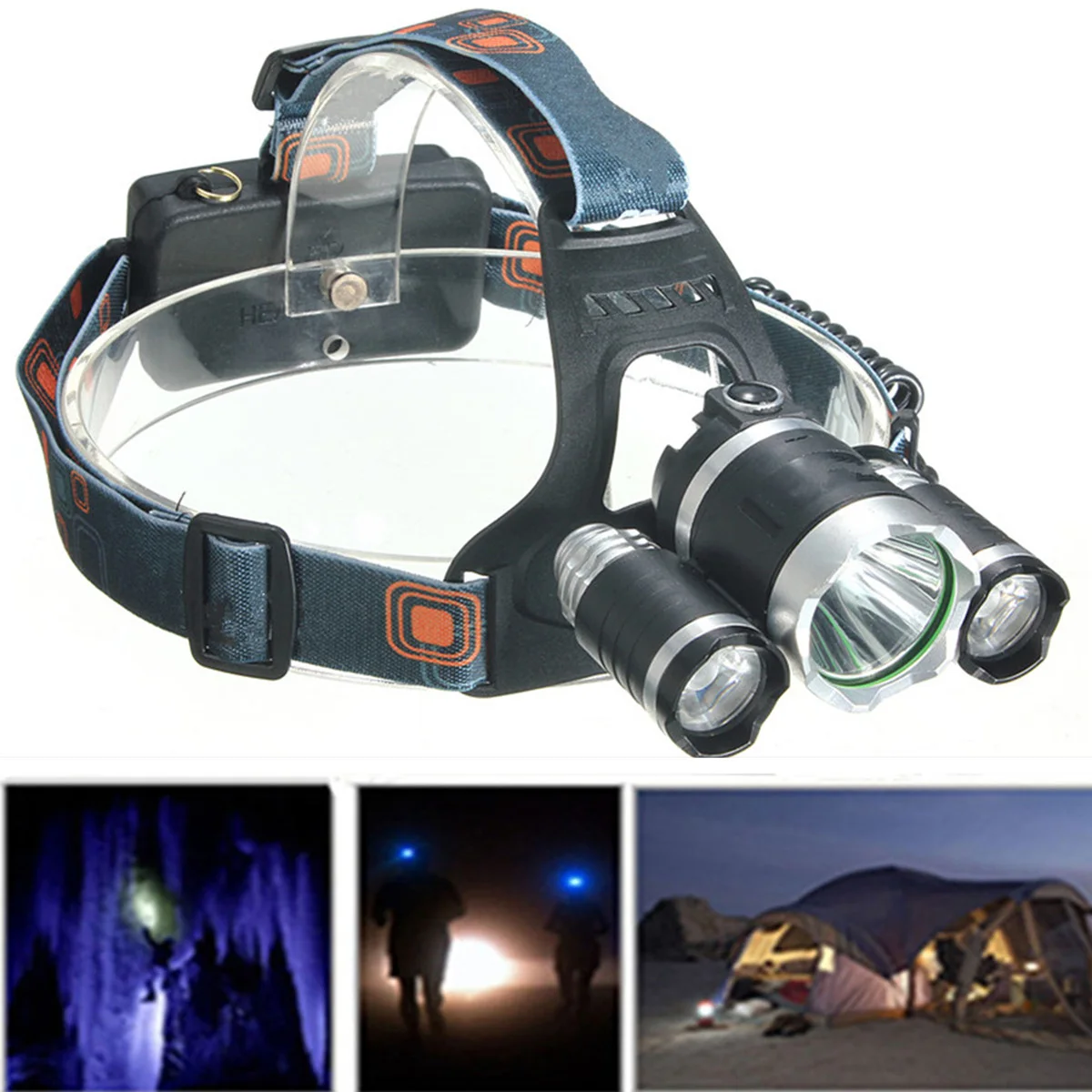 Jiguoor Rechargeable Headlamp Headlight Torch 5000LM XM-L T6 LED For Camping Hunting Fishing Head Torch Light by 18650 Battery