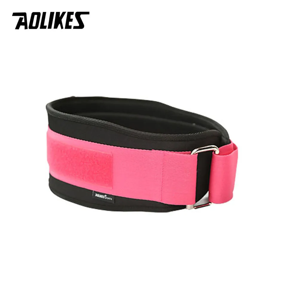 Pink AOLIKES 1 шт. спортивный напорный пояс для тяжелой атлетики, бодибилдинга, пояс для поддержки талии, фитнес пояс для тренировки на корточки, поясничная поддержка спины - Цвет: Pink