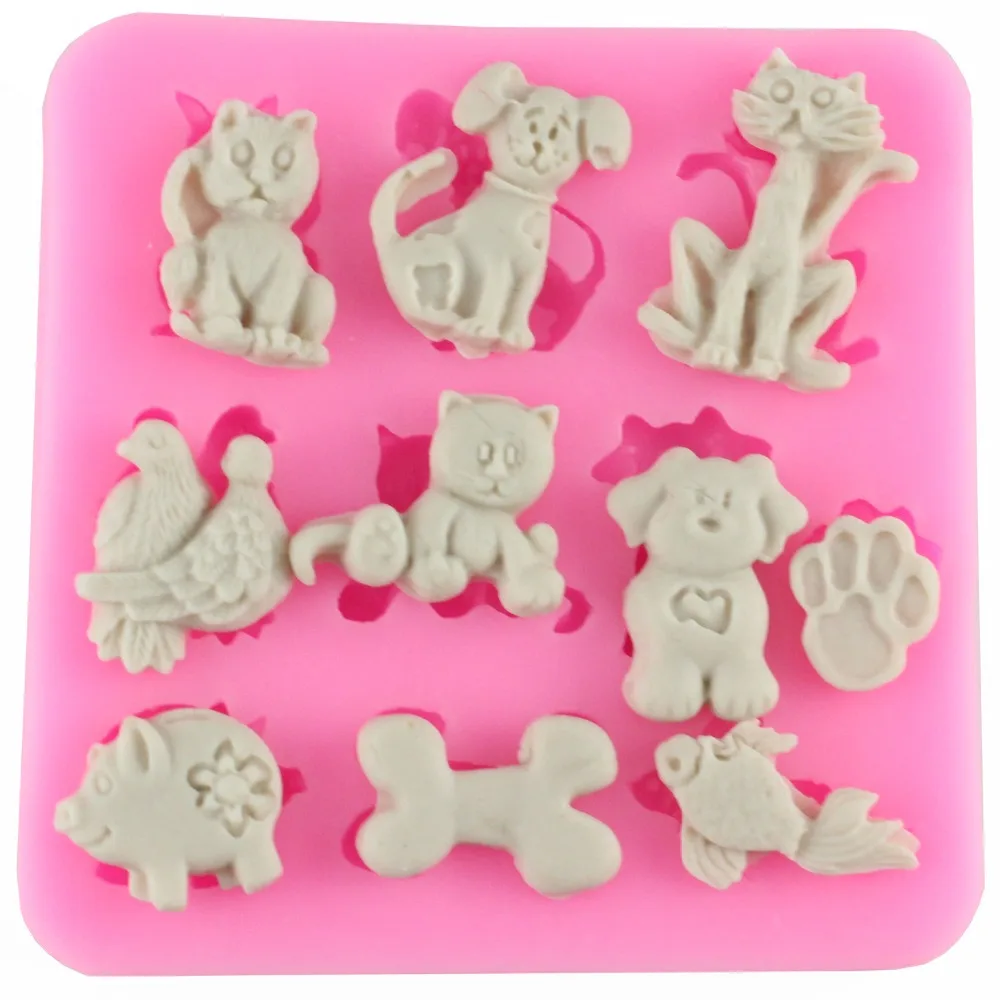 Много видов животных кошка птица свинья в форме рыбы силиконовый 3D форма посуда