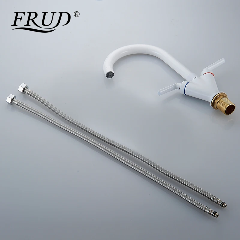 Frud кухонный смеситель для раковины белый термостатический фарфор один держатель