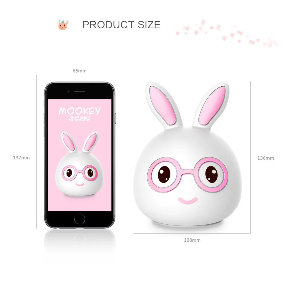 Новый стиль Кролик светодиодный ночник для детей Детские прикроватные лампы