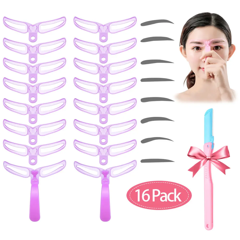 16 шт. трафареты для бровей многоразовые формирующие рисунок образец руководства