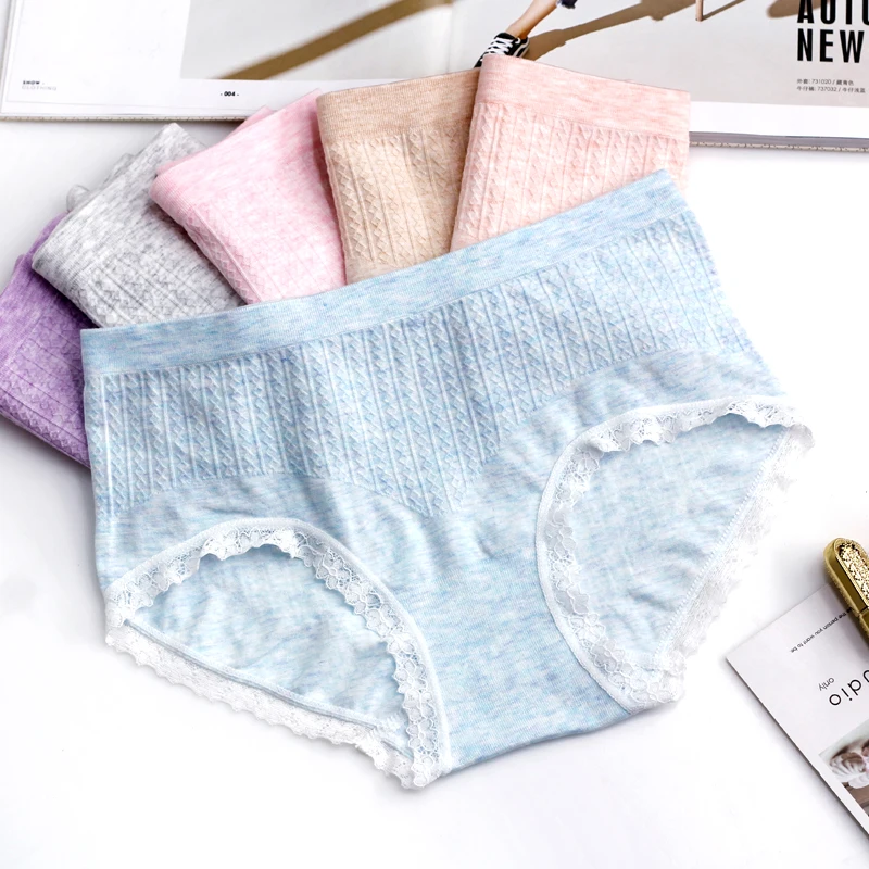 

Ladies Girls Cotton Plain Underwear Briefs with Lace Trim Boxer Briefs