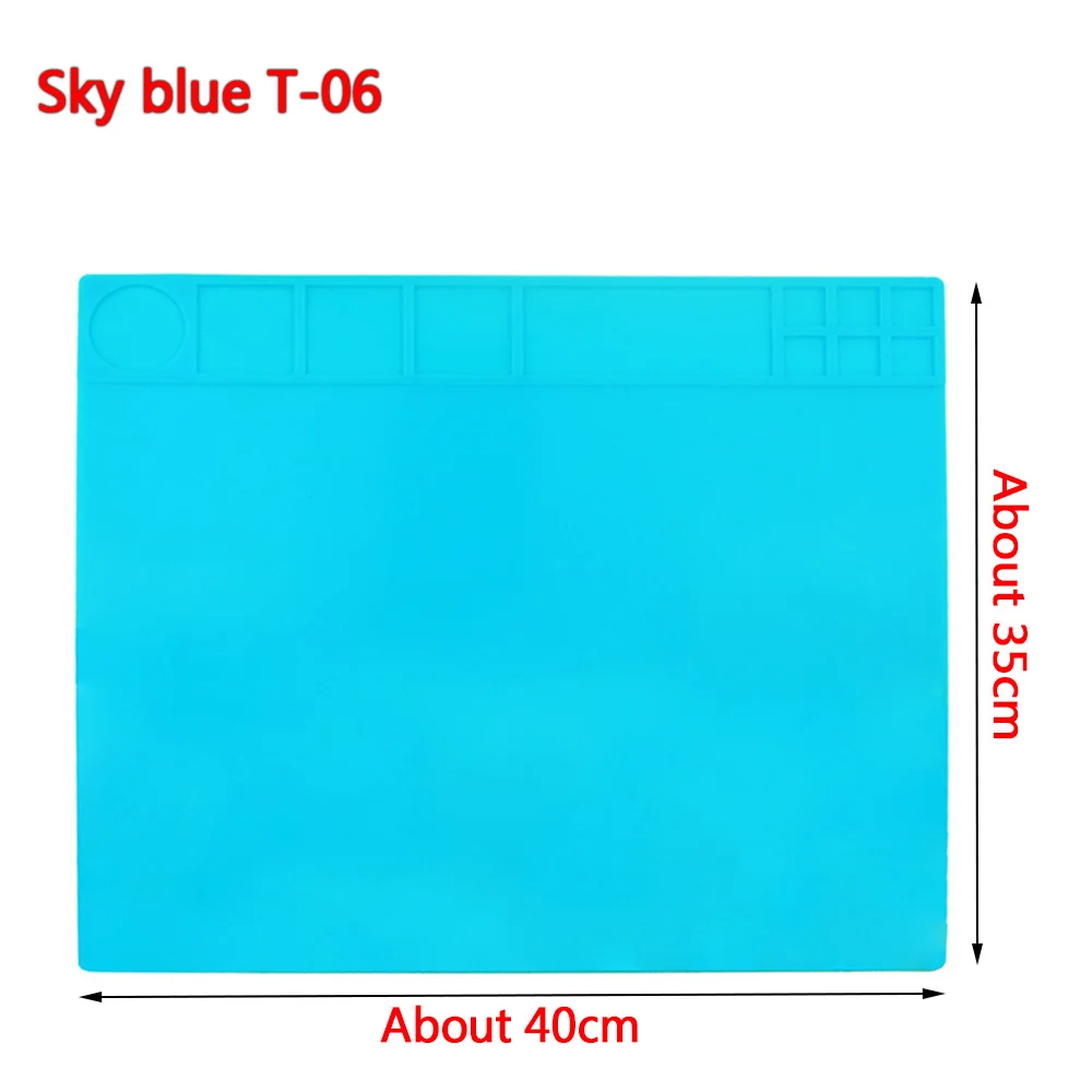 Sky blue T-6 Термостойкая паяльная станция BGA коврик паяльный силиконовый тепловой пистолет изоляционный коврик ремонтные инструменты обслуживание платформы Настольный коврик - Цвет: Sky blue T-6