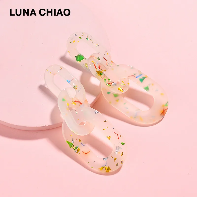 LUNA CHIAO модные трендовые яркие цвета большие овальные пластиковые цепочки массивные акриловые серьги для женщин