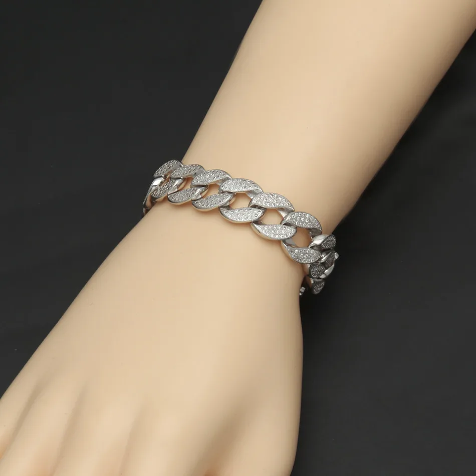 UWIN мужской браслет в стиле хип хоп со льдом из золота и серебра Miami кубинская