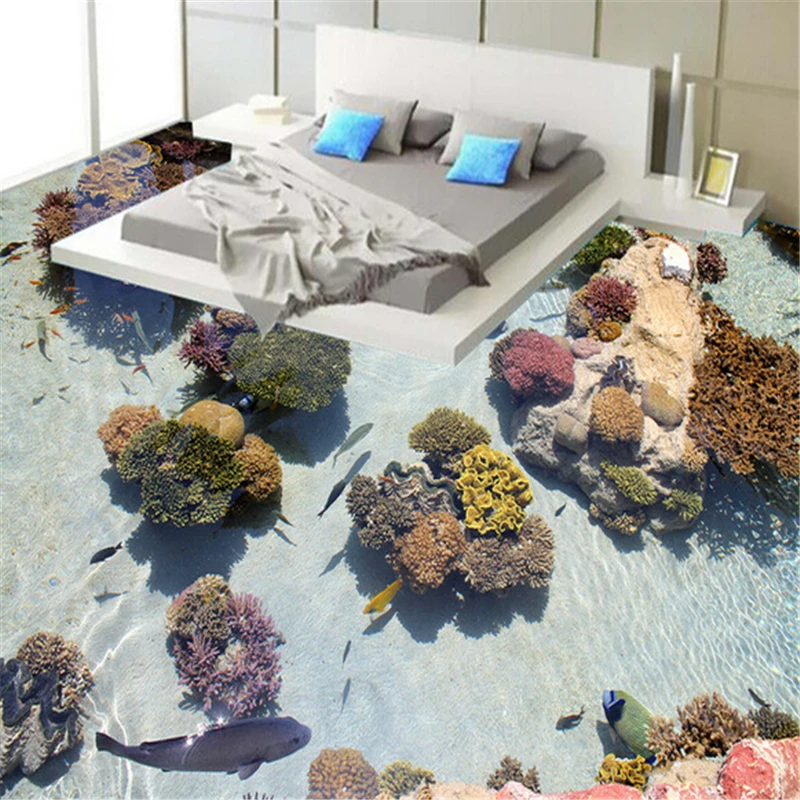 Обои beibehang на заказ водостойкие стерео наклейки для земли подводного мира 3D пола