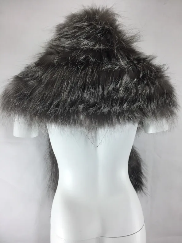 Silver fox fur shawl collar crochet scarf handmade wrap neckwarmer bridal shawls and wraps Party Wedding | Женская одежда