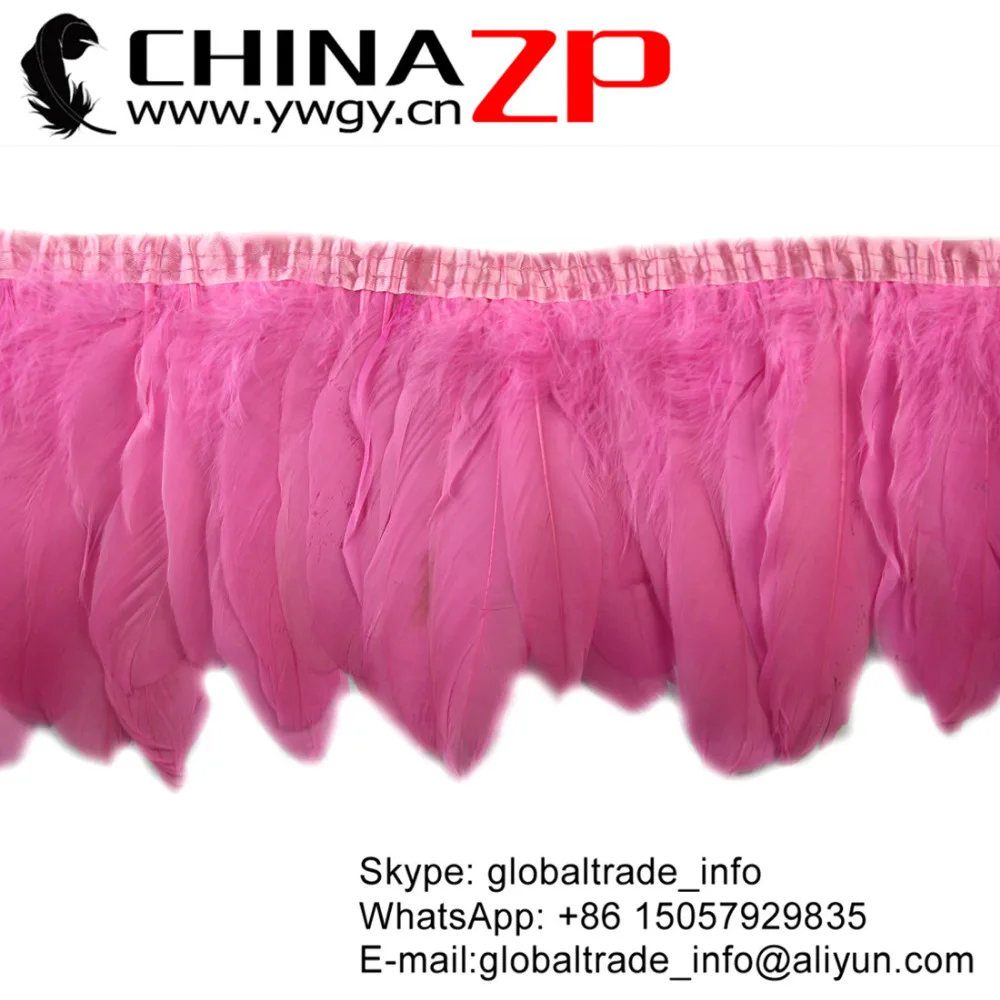 

CHINAZP Factory Wholesale and Retail Price for per Yard Best Quality Dyed Pink Goose Feather Fringe Trim
