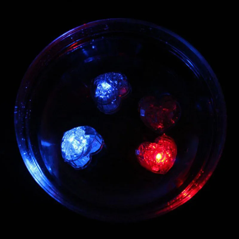 Любовь в форме сердца мигающие кубики льда светодиодная подсветка с водяным