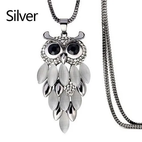 

Sale Women Sweater Chain Necklace Owl Design Rhinestones Crystal Pendant Necklaces Jewelry Clothing Accessories Drop Shipping