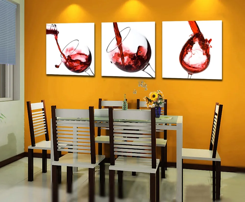 

Best Art 3 Panel Modern Printed Red wine glass Picture On Canvas Kicthen Decor Cuadros Landscape For Living Room jsyj-057