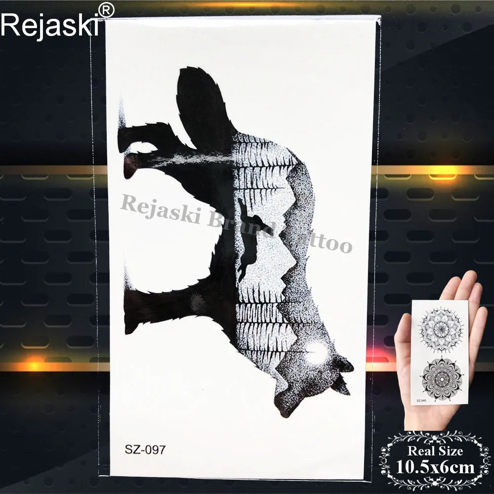 PSZ097 Rejaski черный Воющий волк татуировки наклейки для мужчин рука Искусство Временные татуировки для женщин собака акварелью лапа лес водостойкие татуировки - Цвет: PSZ097
