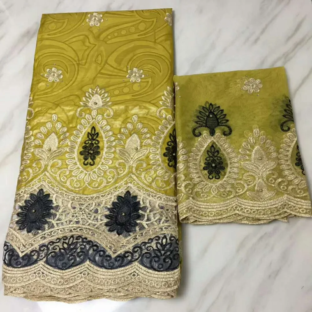 Tissu africain bazin brode getzner лоскутное кружево бисером ткань Базен riche 5 + 2 ярдов