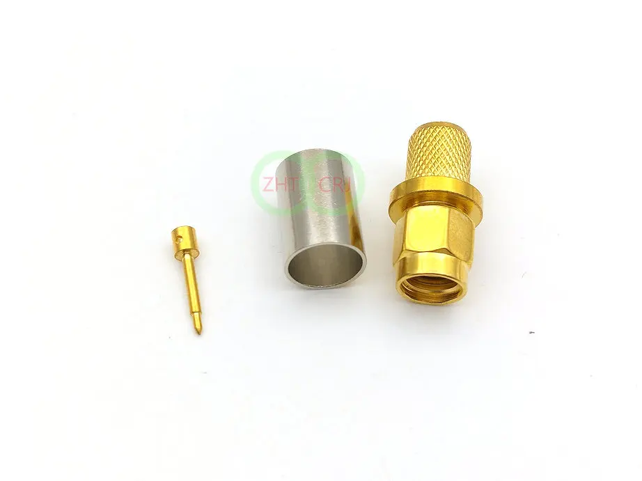 100 шт. SMA штекер RF Coax Jack обжимной кабель для RG5 RG6 5D FB H155 LMR300 прямой