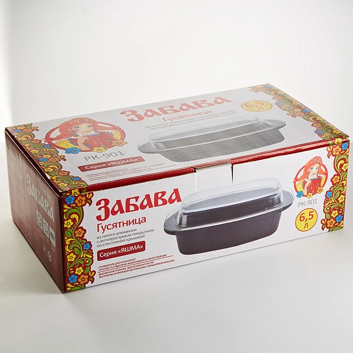Гусятница Fun РК-901 Jasper 40х22х10 5 cm 6 L of cast aluminum with glass cover | Дом и сад